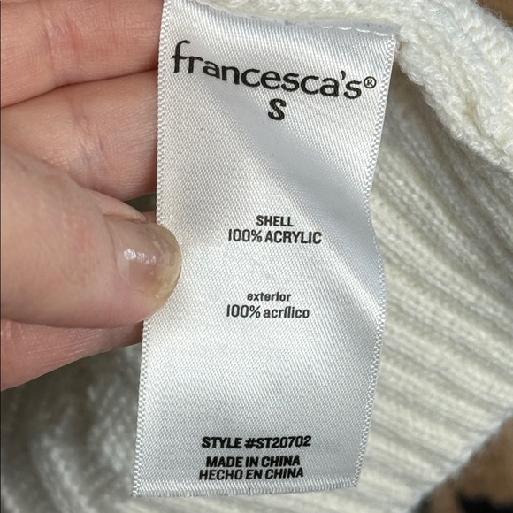 Audrey Parks + Francesca's Animal Print Colorblock V-Neck Sweater Small - Picture 5 of 6